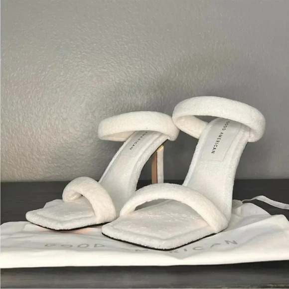 *Final Price* Good American Women's Terry Slip On High Heel Sandals Size 7 NWT - Picture 2 of 5